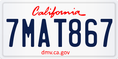 CA license plate 7MAT867