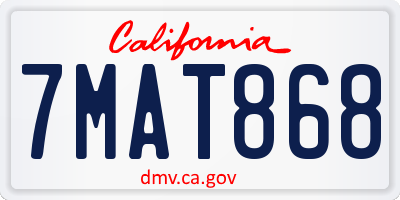 CA license plate 7MAT868