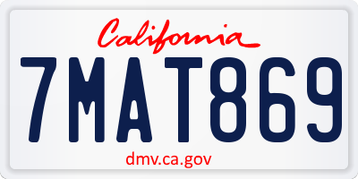 CA license plate 7MAT869