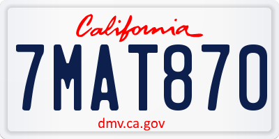 CA license plate 7MAT870