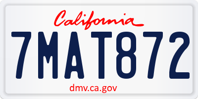 CA license plate 7MAT872