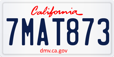 CA license plate 7MAT873