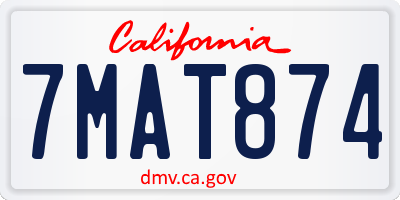 CA license plate 7MAT874