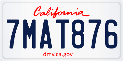 CA license plate 7MAT876