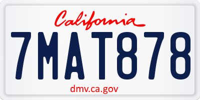 CA license plate 7MAT878