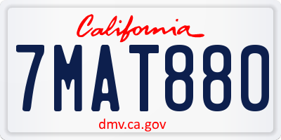 CA license plate 7MAT880
