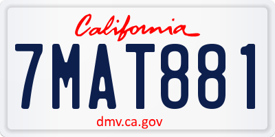 CA license plate 7MAT881