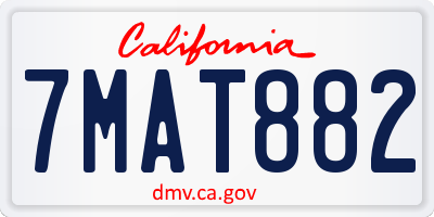 CA license plate 7MAT882