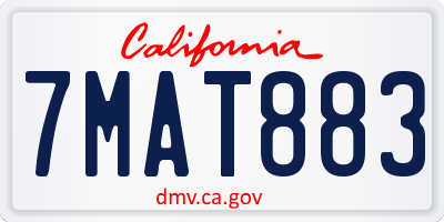 CA license plate 7MAT883