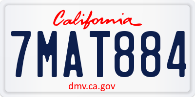 CA license plate 7MAT884