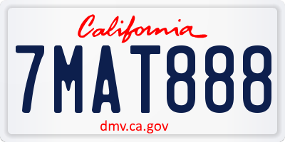 CA license plate 7MAT888