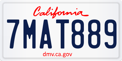 CA license plate 7MAT889