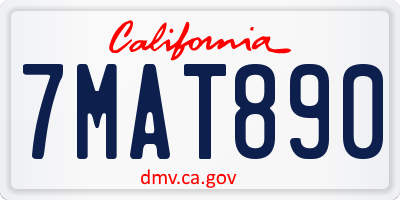 CA license plate 7MAT890