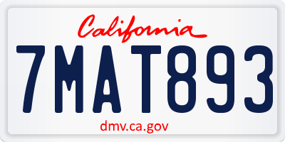 CA license plate 7MAT893
