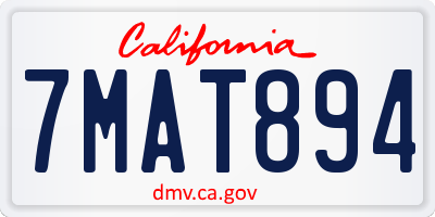 CA license plate 7MAT894