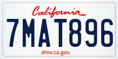 CA license plate 7MAT896