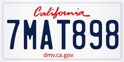 CA license plate 7MAT898