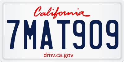 CA license plate 7MAT909