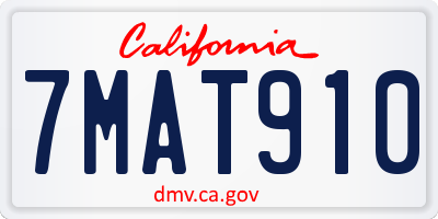 CA license plate 7MAT910