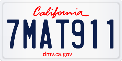 CA license plate 7MAT911