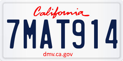 CA license plate 7MAT914