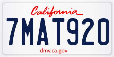 CA license plate 7MAT920