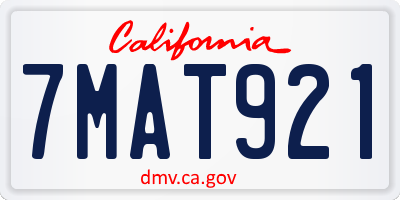 CA license plate 7MAT921