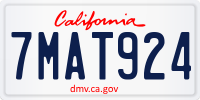 CA license plate 7MAT924