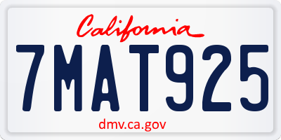 CA license plate 7MAT925