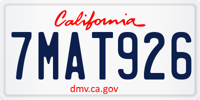 CA license plate 7MAT926