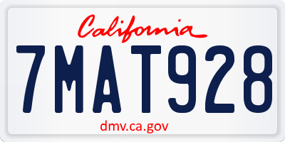 CA license plate 7MAT928