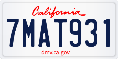 CA license plate 7MAT931