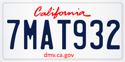 CA license plate 7MAT932