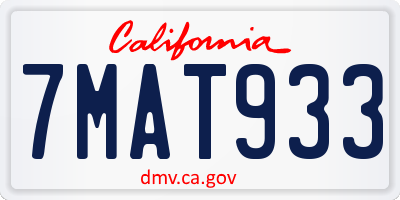 CA license plate 7MAT933