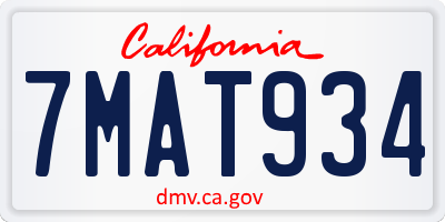 CA license plate 7MAT934