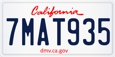 CA license plate 7MAT935