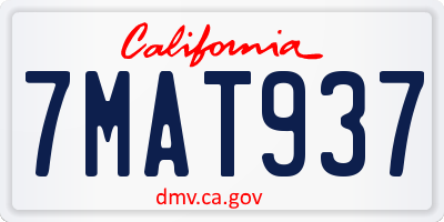 CA license plate 7MAT937