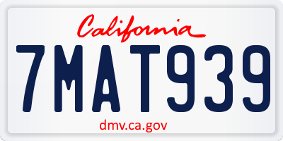 CA license plate 7MAT939