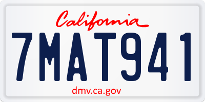 CA license plate 7MAT941