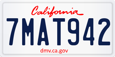 CA license plate 7MAT942