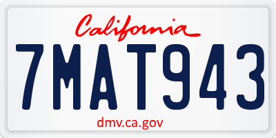 CA license plate 7MAT943