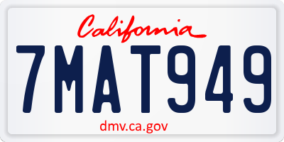 CA license plate 7MAT949