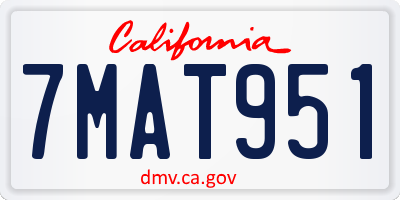 CA license plate 7MAT951