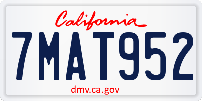 CA license plate 7MAT952