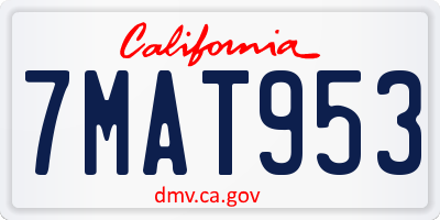 CA license plate 7MAT953