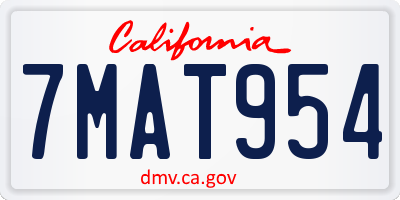 CA license plate 7MAT954