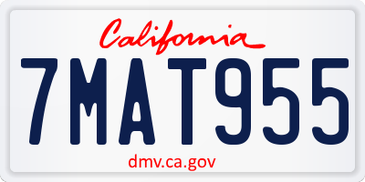 CA license plate 7MAT955