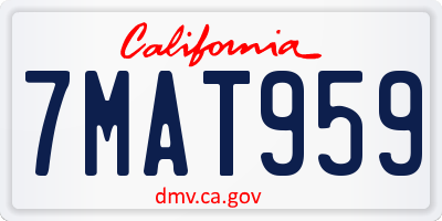 CA license plate 7MAT959