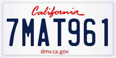 CA license plate 7MAT961