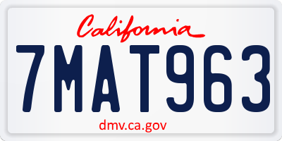 CA license plate 7MAT963